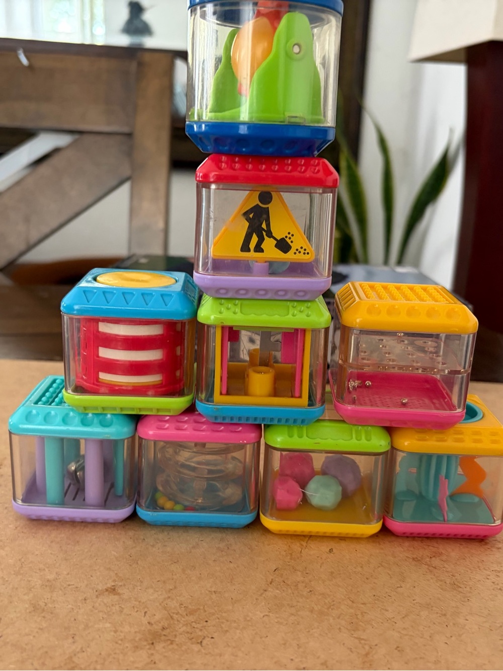 Fisher Price Peek-a-Boo Building Blocks Animals Sensory Play Toys Set Lot Of 9 - Picture 2 of 6